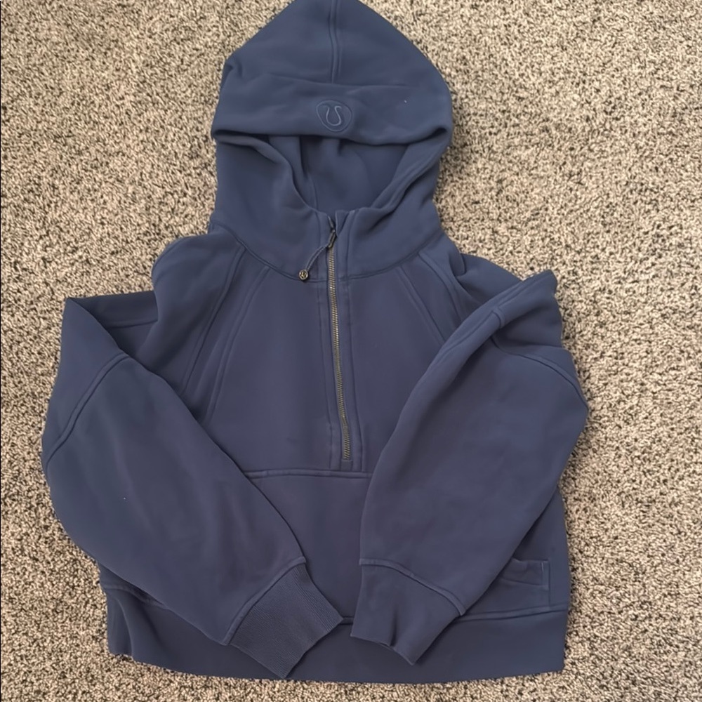 Blue Lululemon cropped scuba hoodie